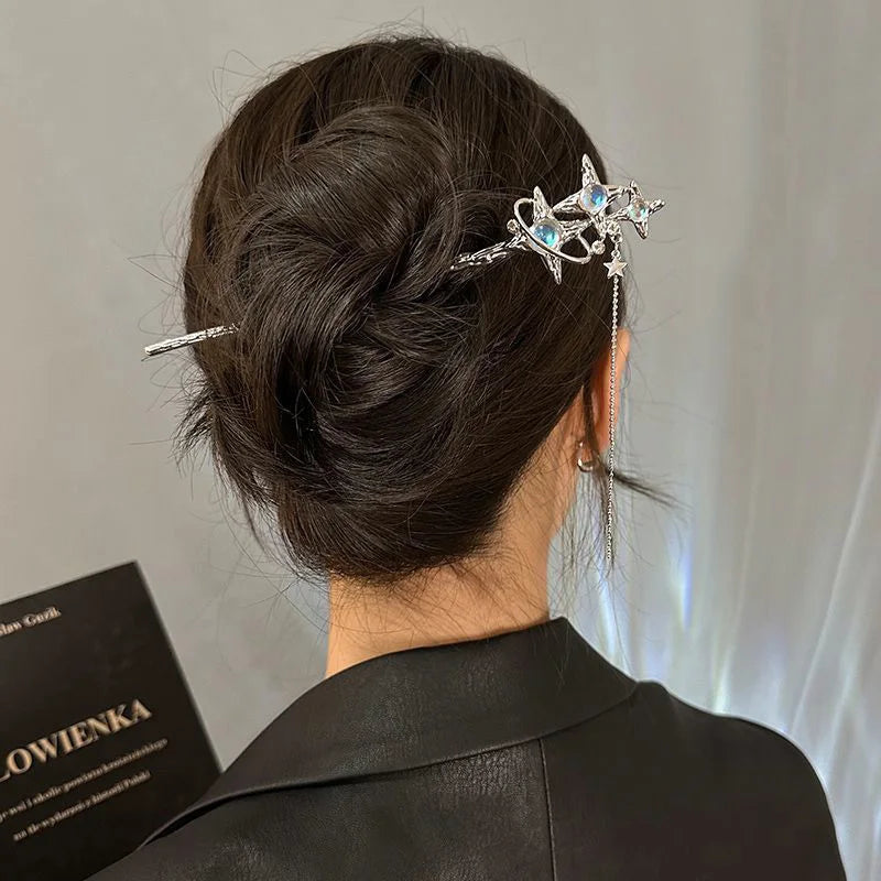 Fashion Chinese Style Hair Stick with Moonstone for Women's Romantic Hair Clip Accessories