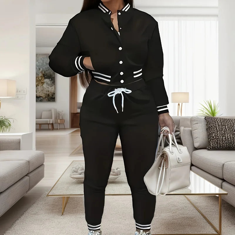 Women's Pure Color Baseball Jacket Lightweight Sports Suit for Spring and Autumn