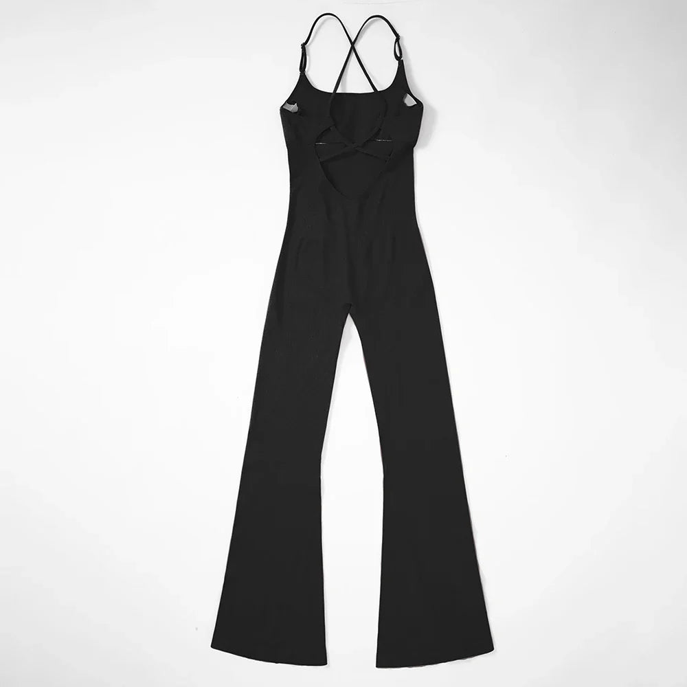 Solid Body-Shaping Sleeveless Skinny Jumpsuit Women Casual Square Collar One Piece Romper Sporty Bodysuit