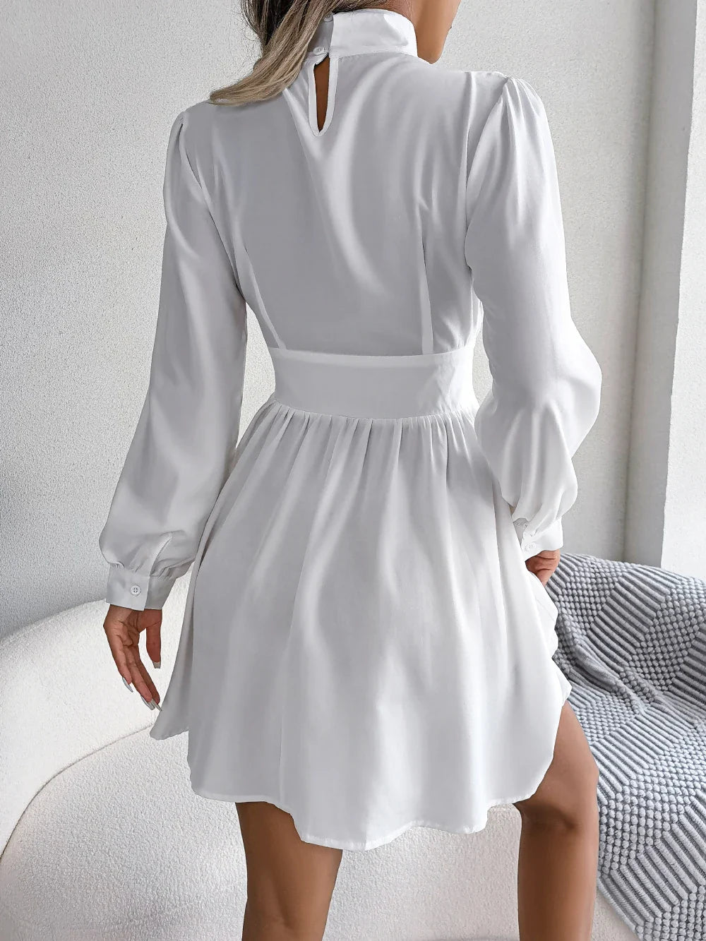 A Line Dress For Women Hollow Out Long Sleeve Elegant