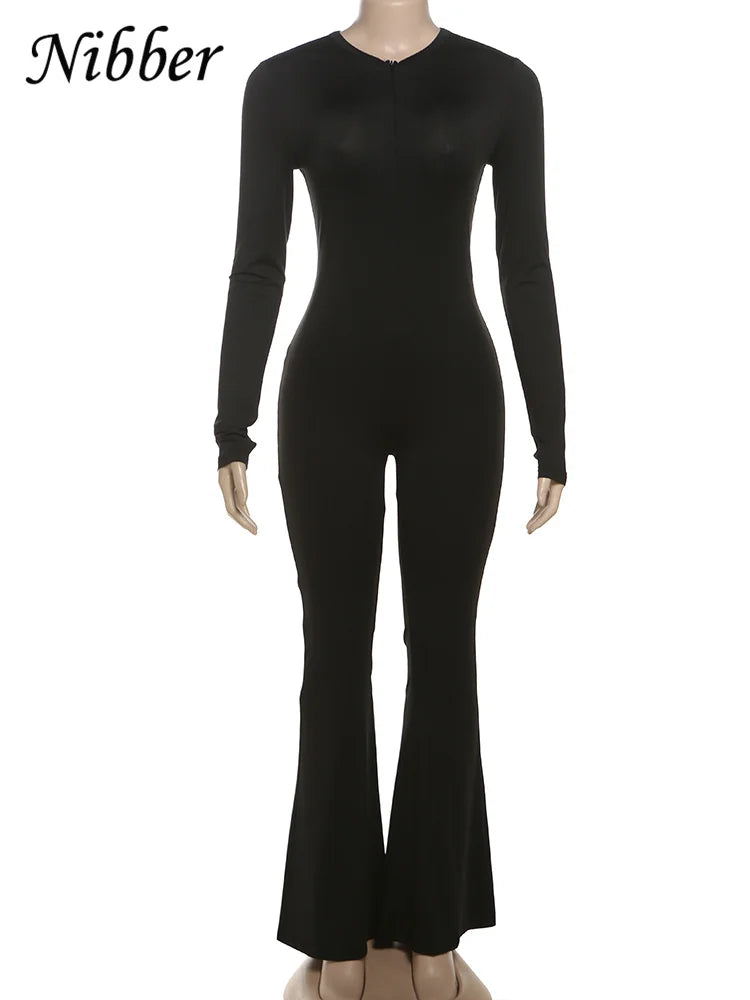 Slim Fit Women's Zip-Up Fitness Jumpsuit Skinny Elastic Casual Workout Overalls for Active Lifestyle