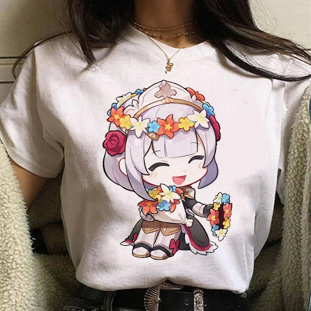 Genshin Impact Women's Comic T Shirt Japanese Style Soft Comfortable Tee