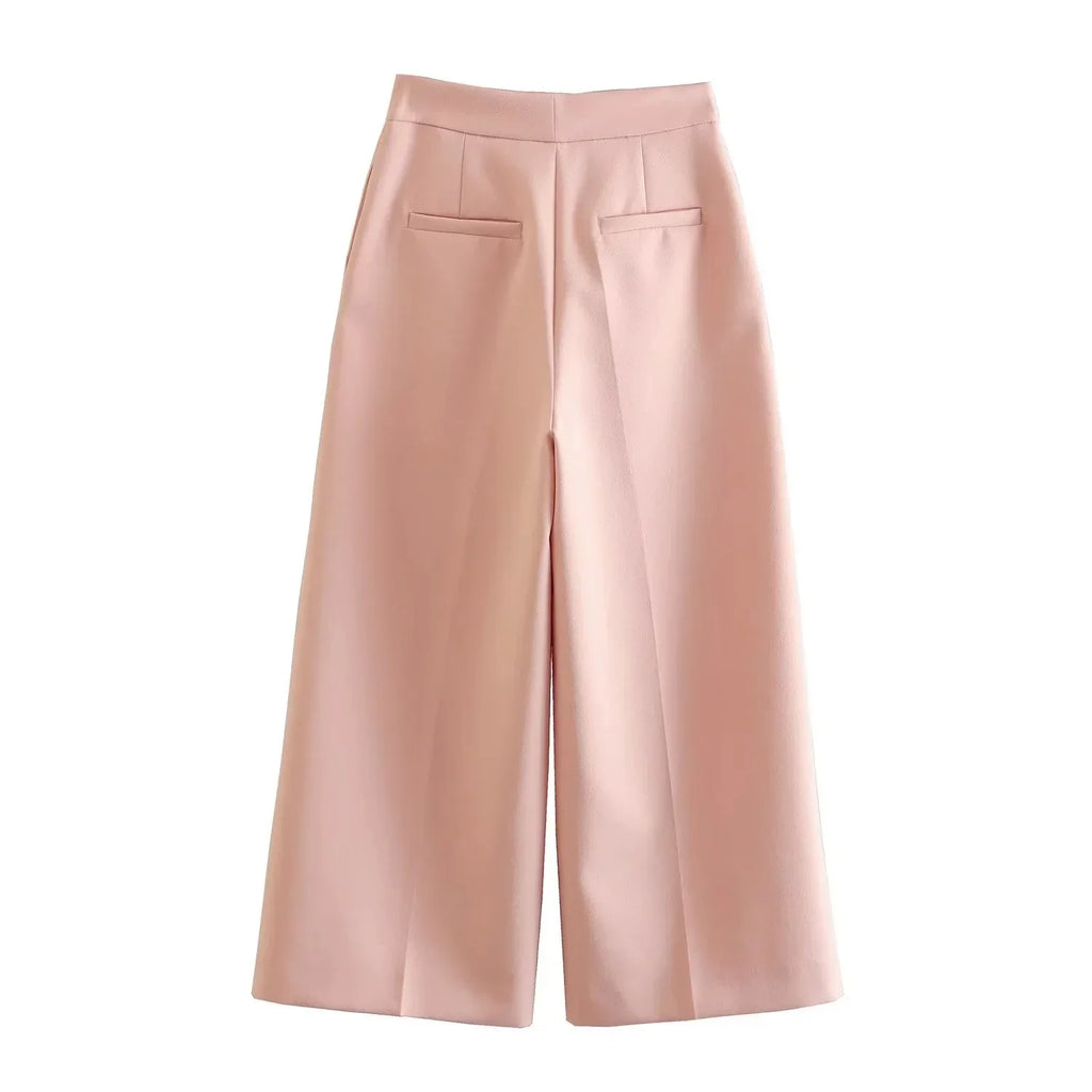 Casual Solid V Neck Sleeveless Vest and Wide Leg Pants Set for Elegant Summer Style