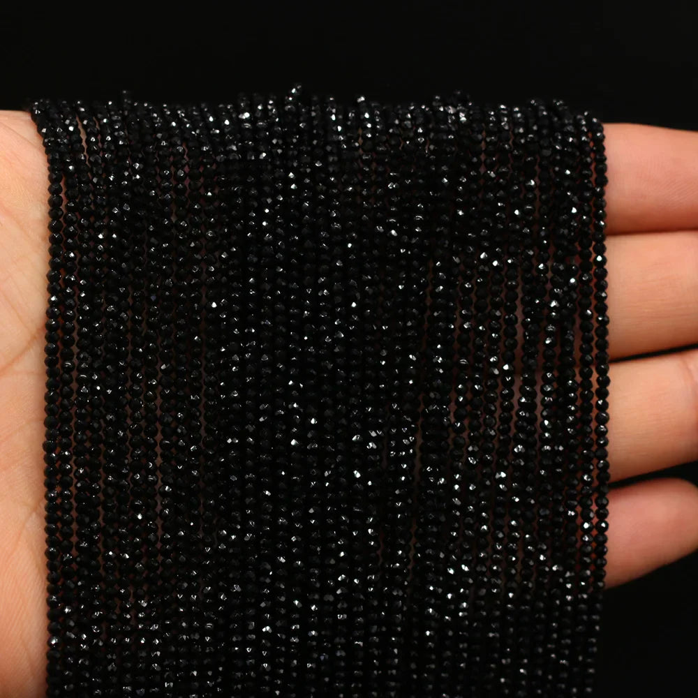 2mm Black Spinel Loose Beads for Women Jewelry Making DIY Bracelet and Necklace Accessories 38cm