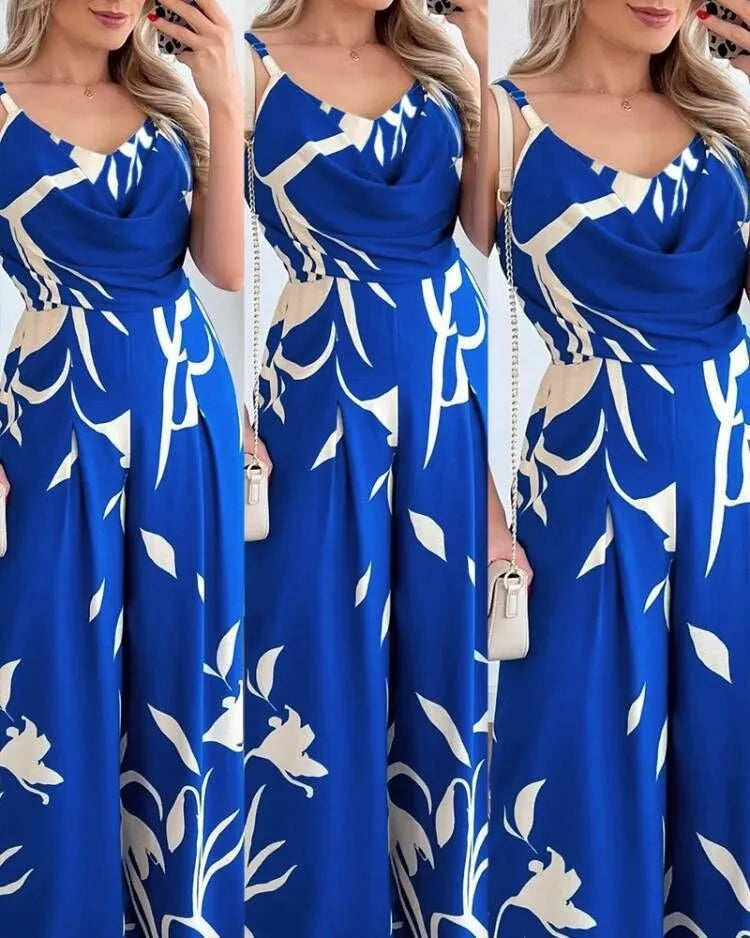 Chic Summer Temperament Suspender Backless Waist Wide-Leg Jumpsuit for Women