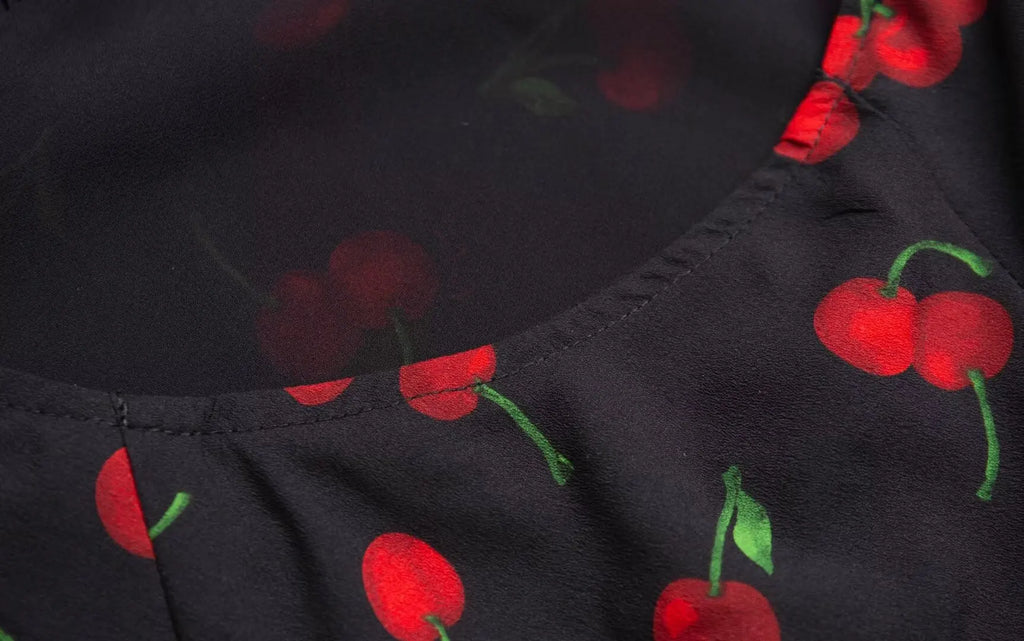 Cherry Print Backless Summer Floral Dress For Women