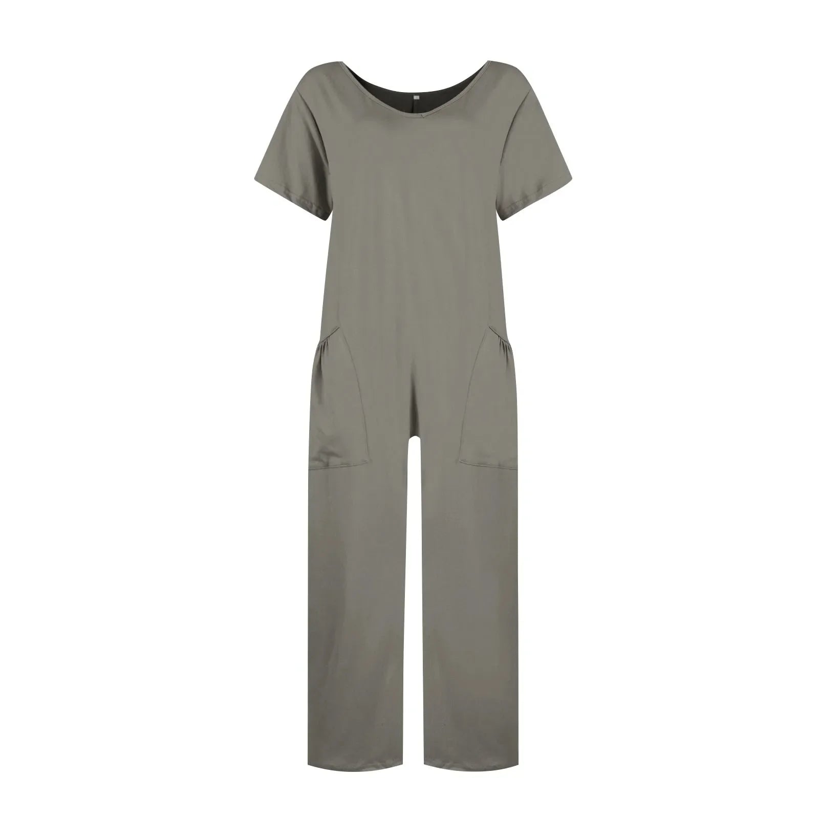 Women's Casual Short Sleeve Pullover Jumpsuit Loose Fit with Pockets Comfortable Lightweight Bodysuit Trendy Summer Romper