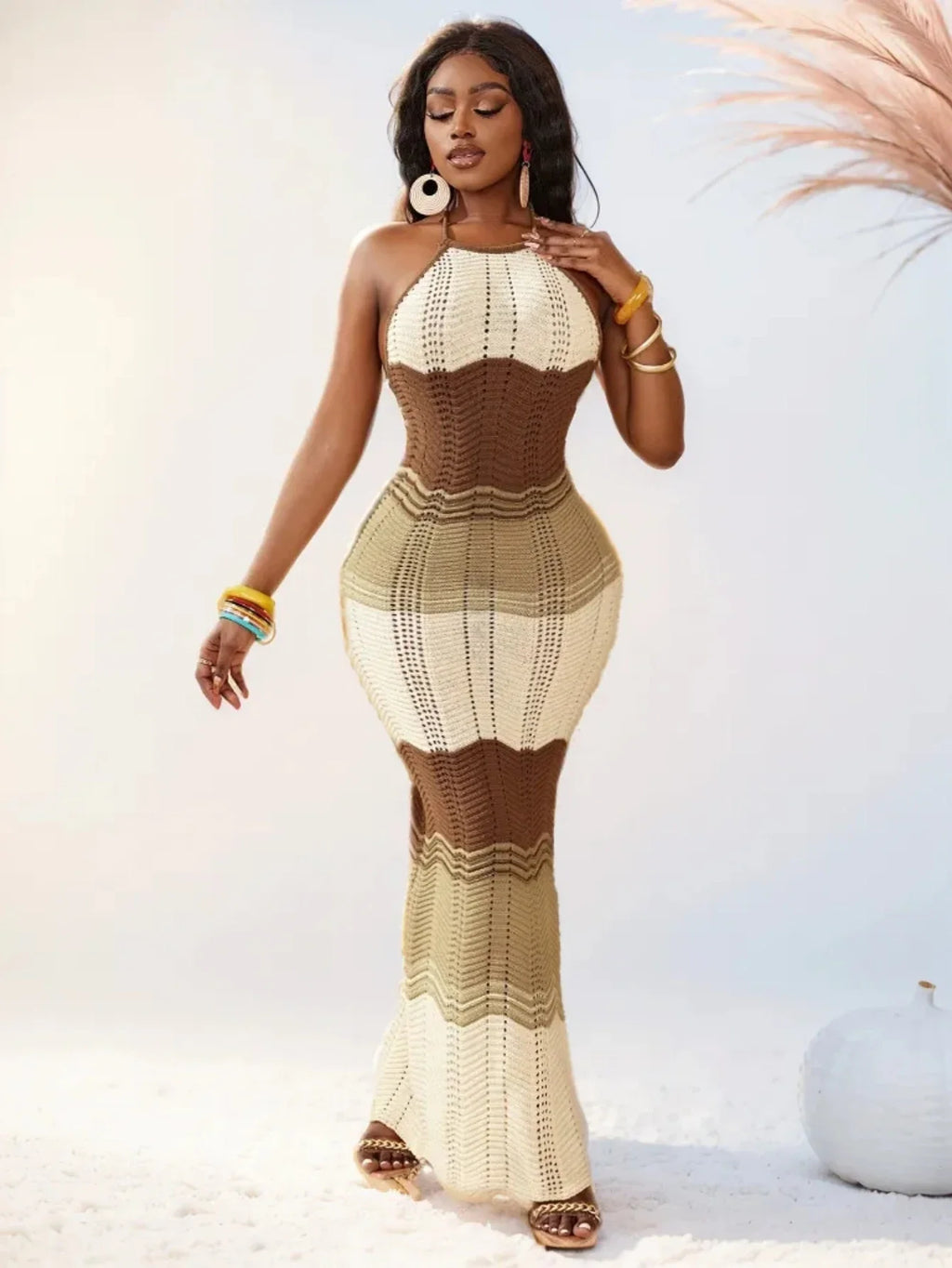 Summer Knit Dress for Women Seaside Beach Vacation Style