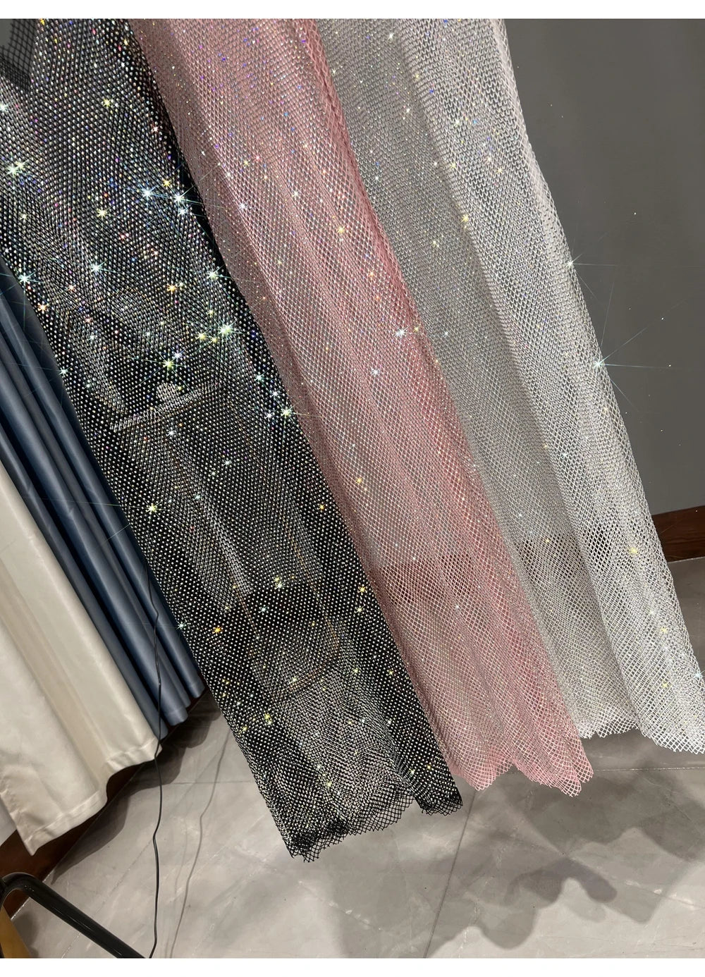 Rhinestone Party Dress Deep V Neck Mesh Club Wear For Women