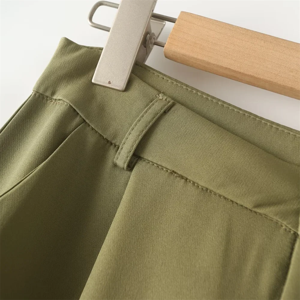 Women's Green Workwear Suit Set With Coat And Pants