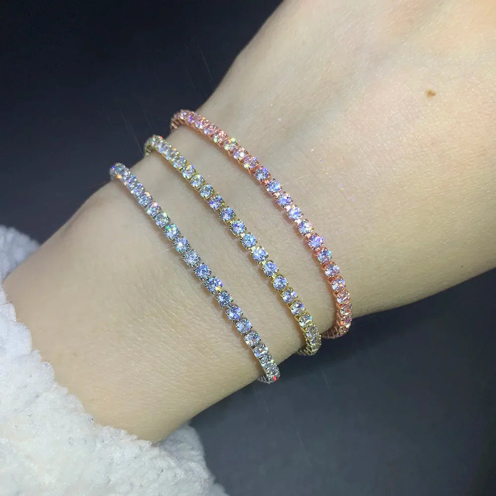 Zirconia Tennis Bracelet for Women Crystal Charm Thin Chain Wedding Jewelry