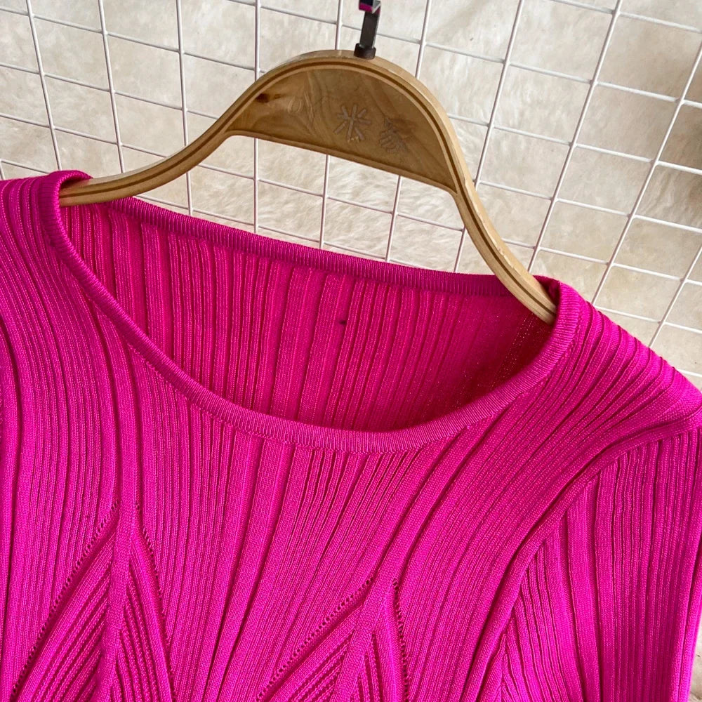 Long Sleeve Knitted Bodycon Dress For Women Autumn Retro