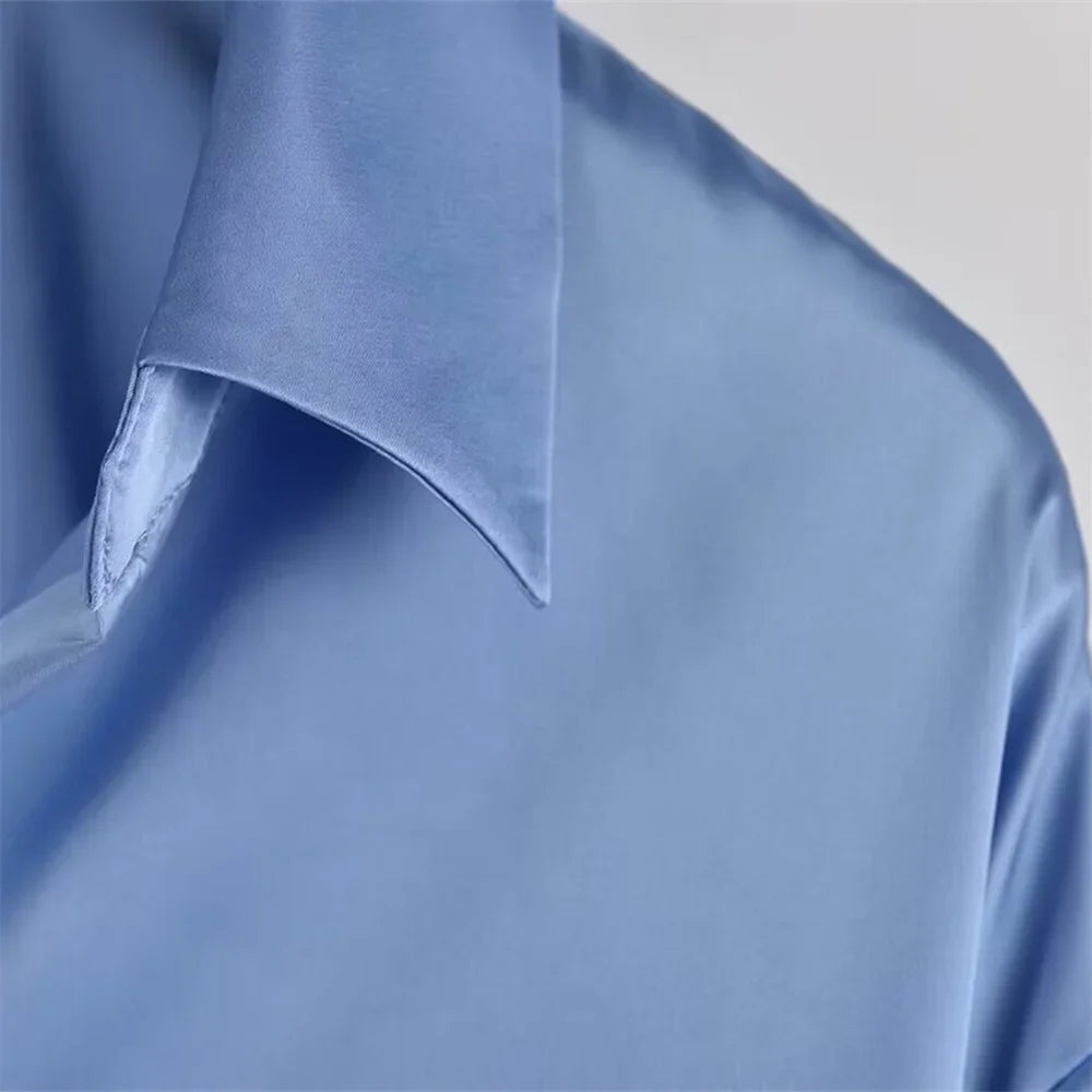 Women's Fashion Flip Collar Long Sleeve Single Breasted Shirt Coat Versatile Autumn Layered Decorative Casual Outerwear