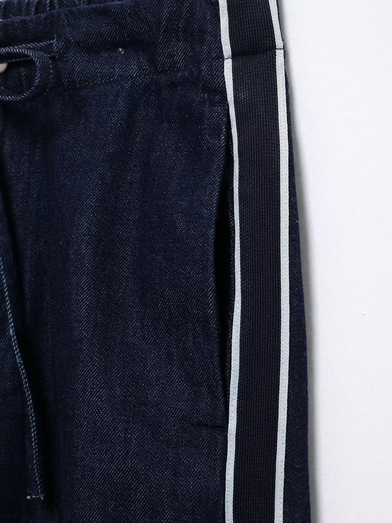 Women High Street Denim Set with Side Stripe Zipper Jacket and Lace-Up Pants for Casual Spring Fashion