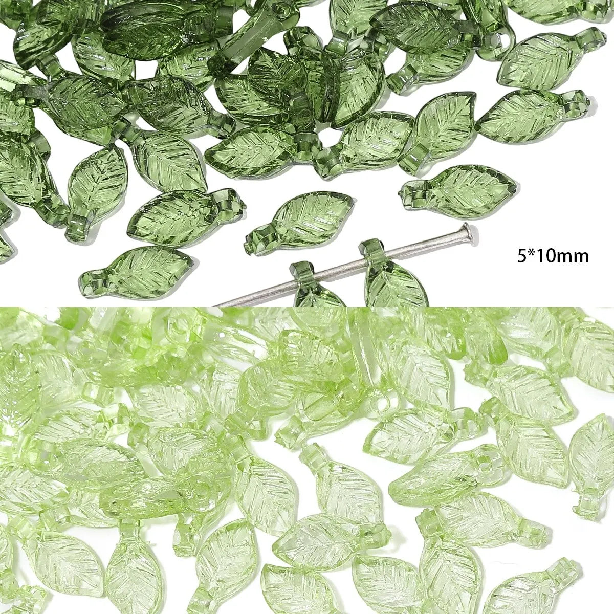 100 Pieces Mini Acrylic Tree Leaf Beads for DIY Handmade Jewelry Necklaces and Earrings Accessories