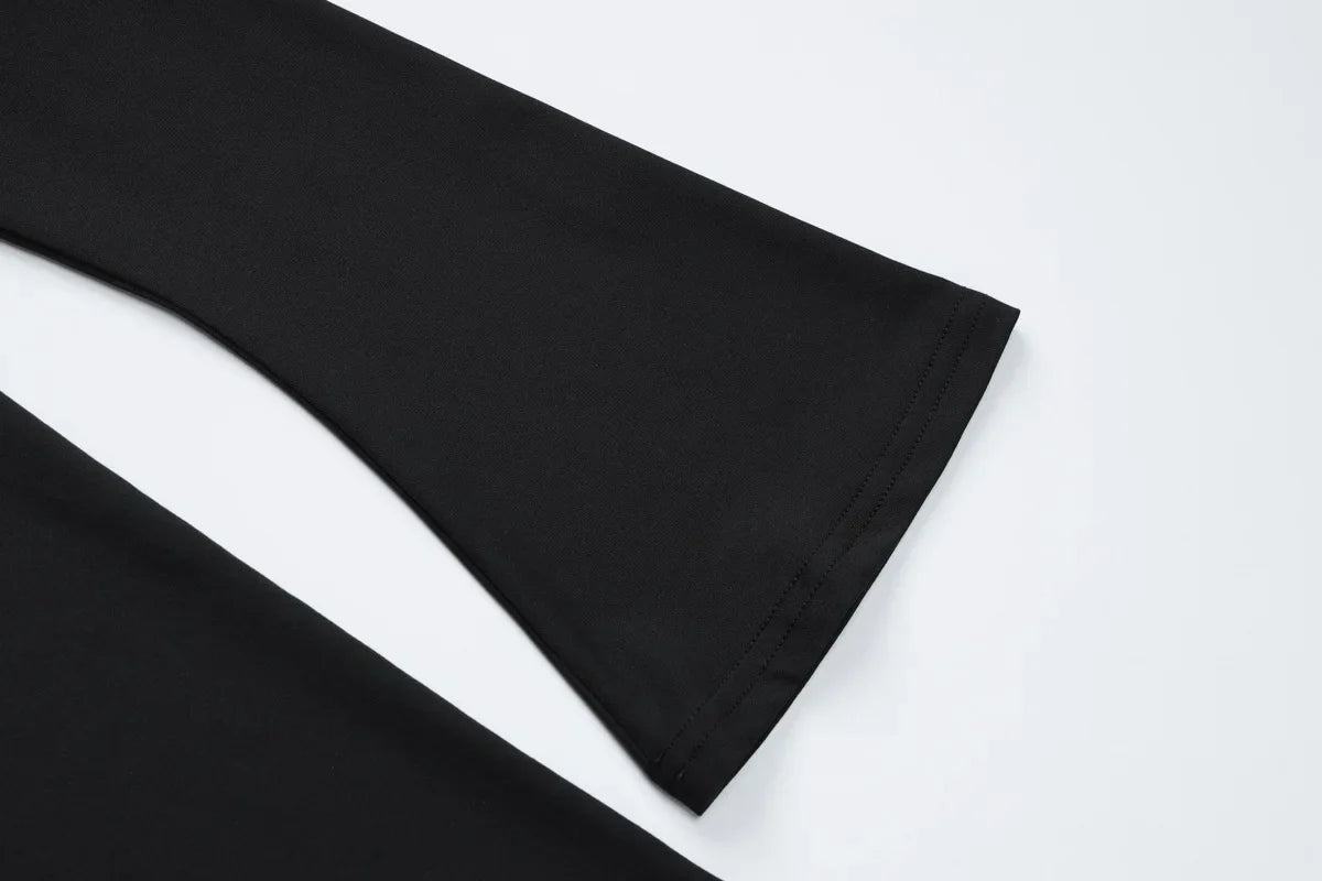 Elegant Black Pleated Maxi Dress For Women With High Waist