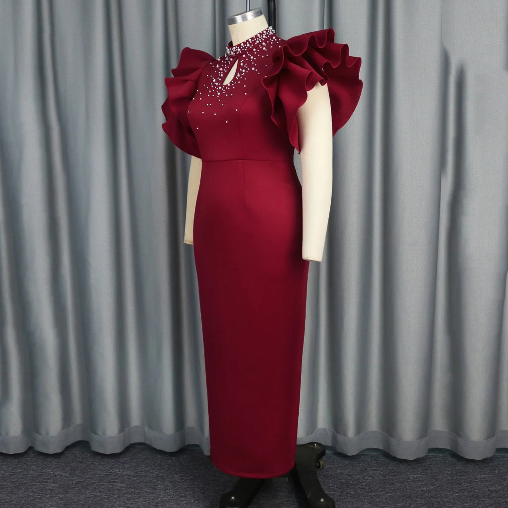 Beaded Party Dress For Women O Neck Sheath Ankle Length