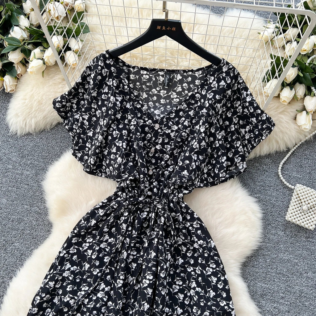 Floral Print Sundress V Neck A Line For Summer Party