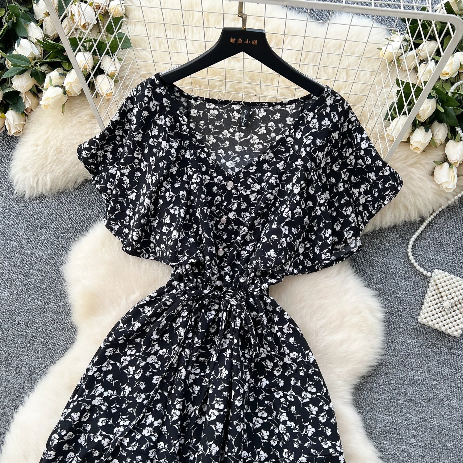 Floral Print Sundress V Neck A Line For Summer Party