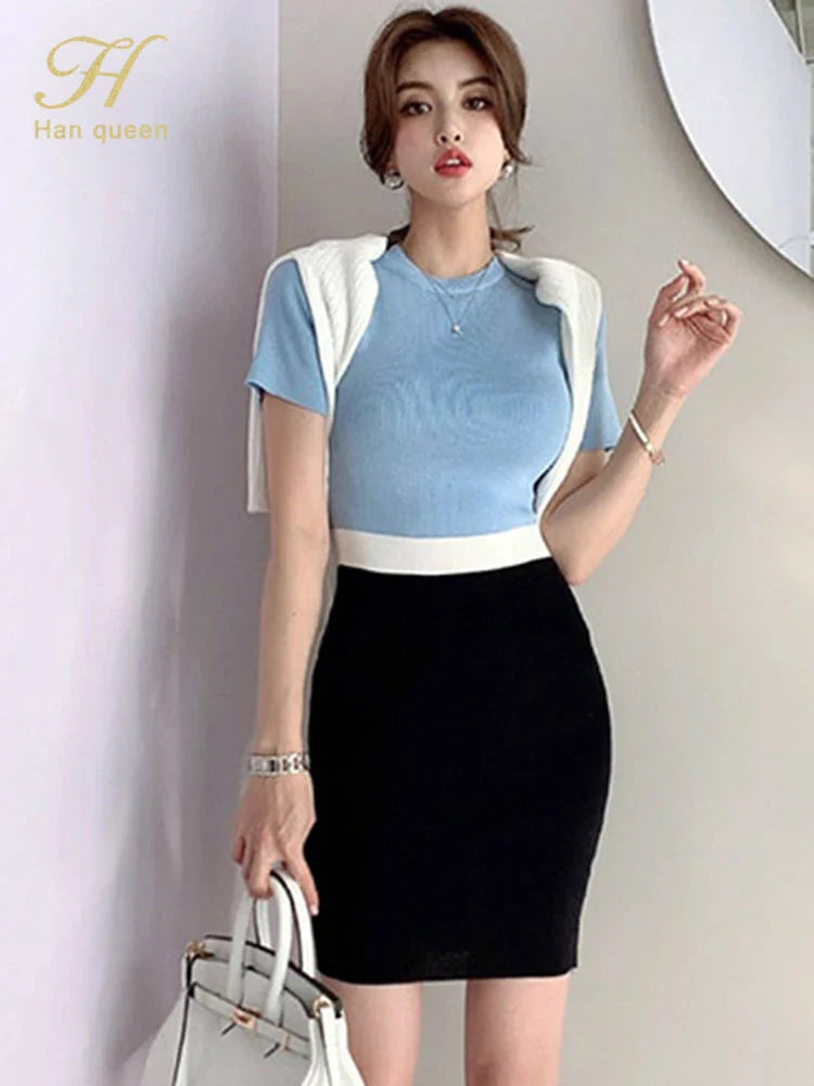 O Neck Knit Bodycon Dress For Women Pencil Sheath Style