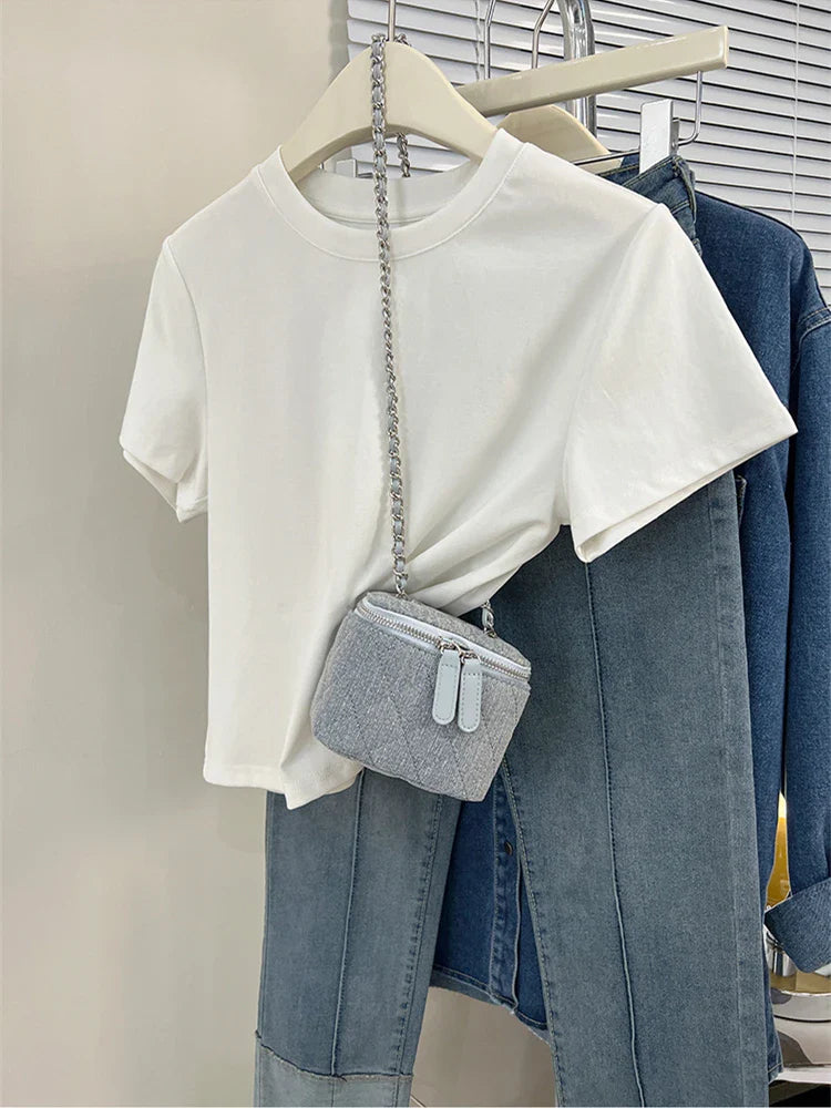 Oversized Cotton T-Shirt for Women, Short Sleeve Spring Tee with Trendy Print, Casual Y2K Style Top