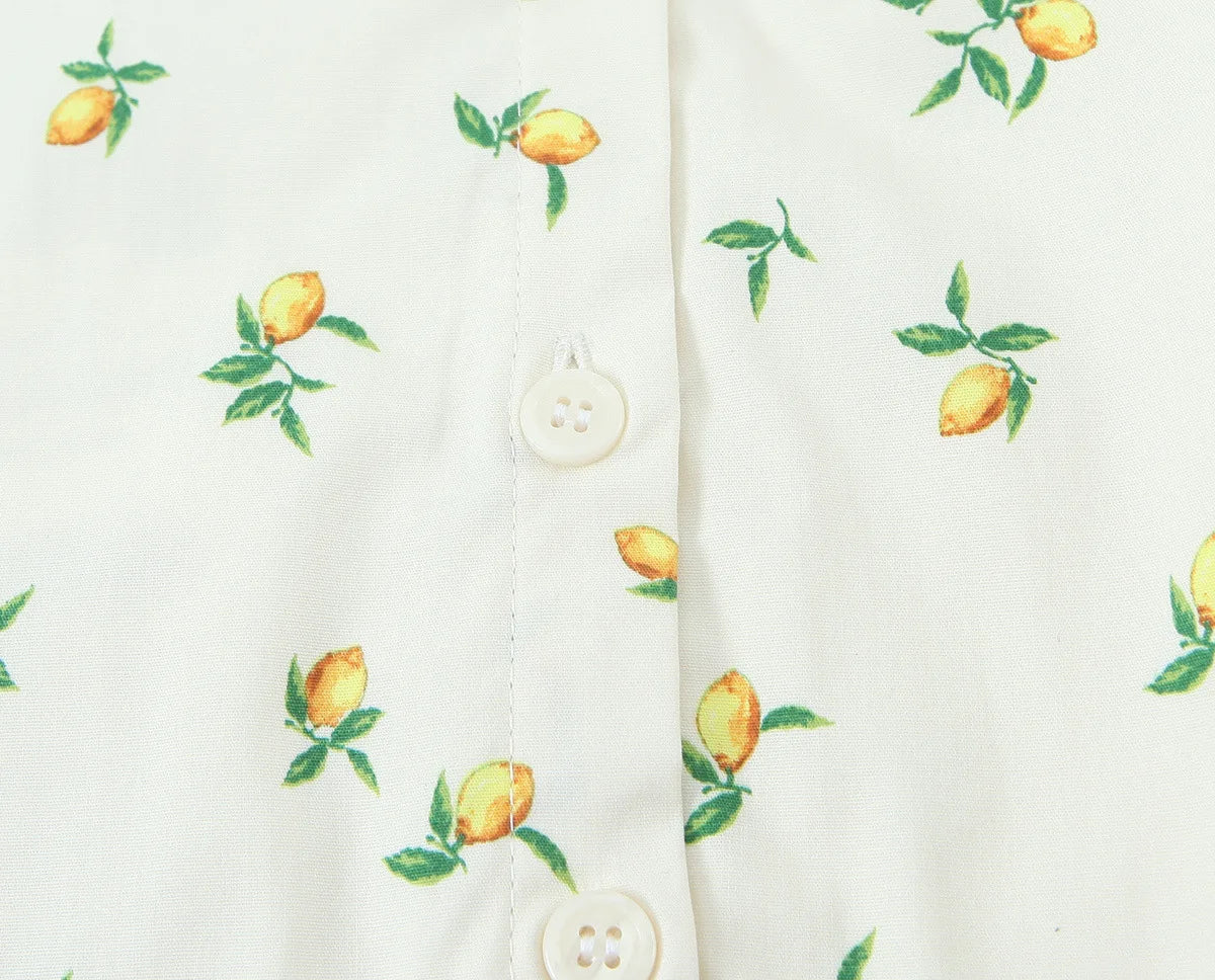 Casual Summer Two Piece Skirt Set for Women Lemon Print Backless Hanging Collar Tank Top with A-Line Mini Skirt Sleeveless Short Top