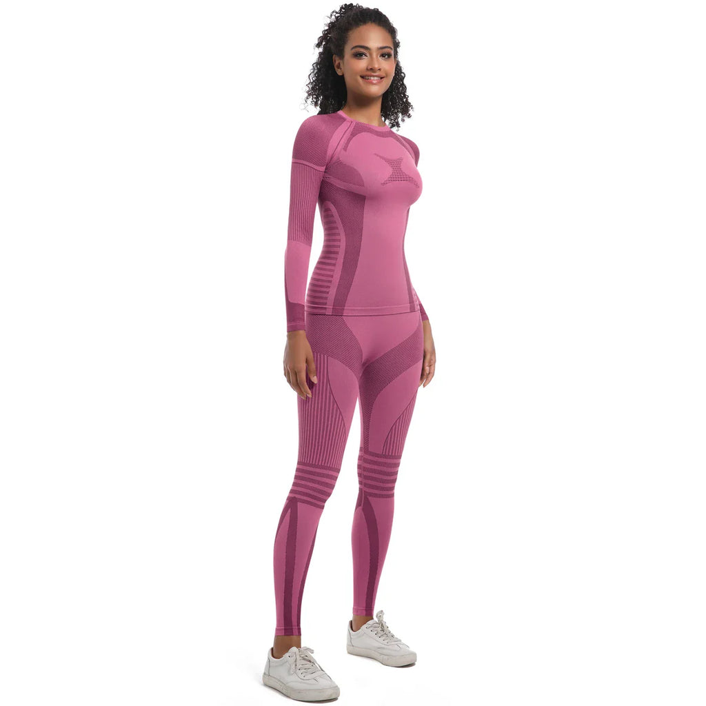 Women Thermal Skiwear Set Yoga and Fitness Workout Suit for Skiing Snowboarding Running and Exercise
