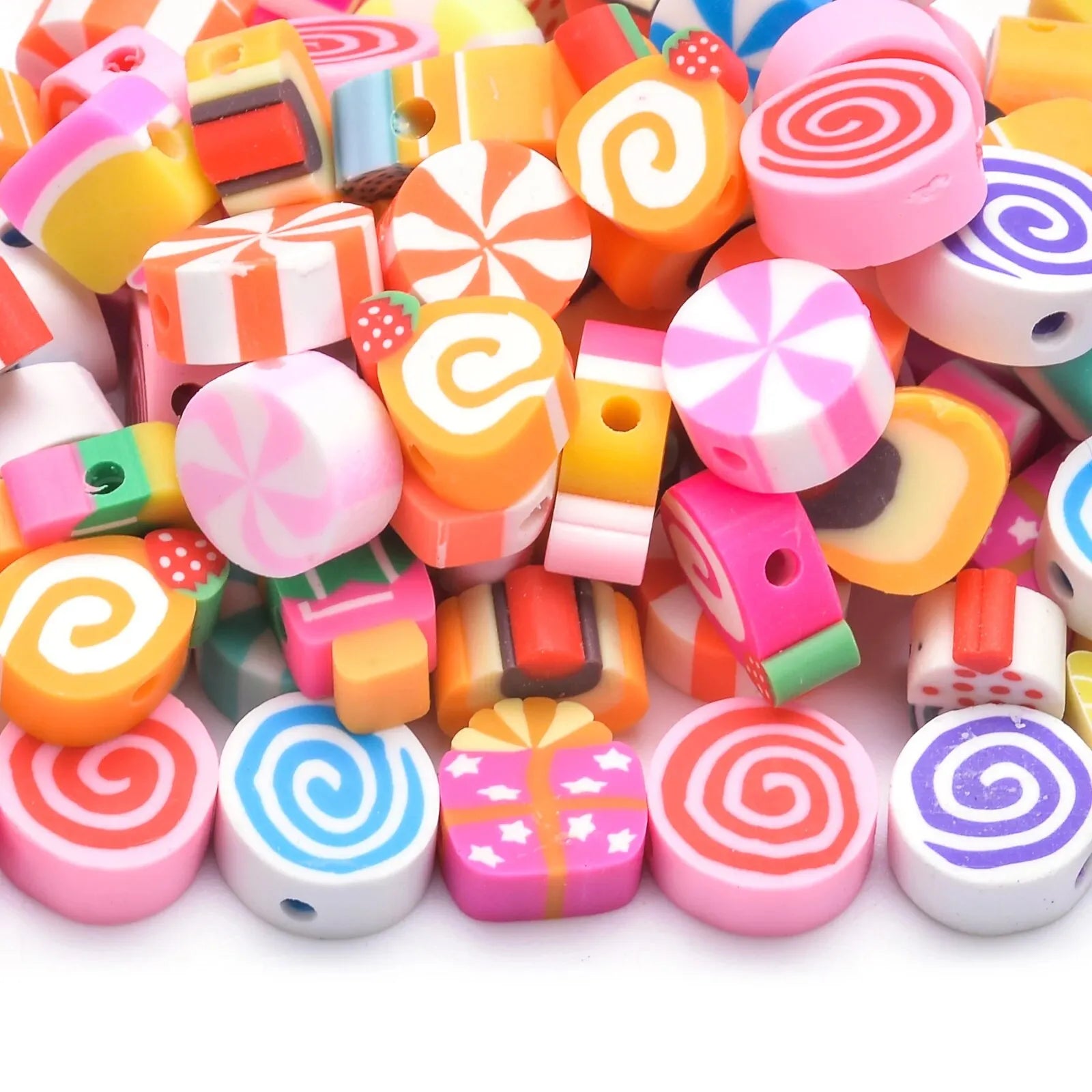 30PCS 10mm Heart Shape Polymer Clay Beads for DIY Jewelry Making and Handmade Bracelets