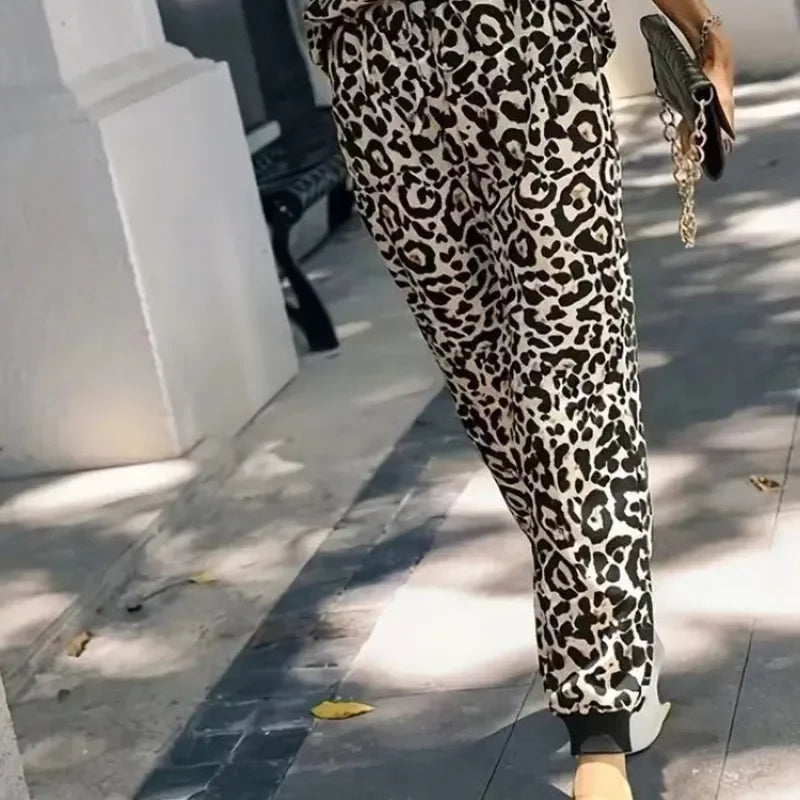 Leopard Print Casual Summer Tops and Shorts Set for Women - Stylish O Neck Short Sleeve 2 Piece Outfit