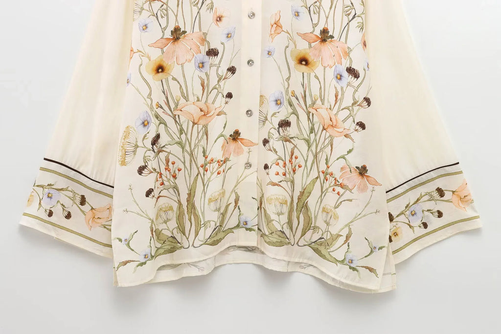 Women's Casual Floral Print Shirt Lightweight Breathable Summer Blouse with Simple Elegant Design