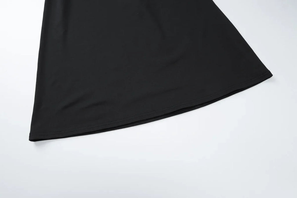 Elegant Black Pleated Maxi Dress For Women With High Waist