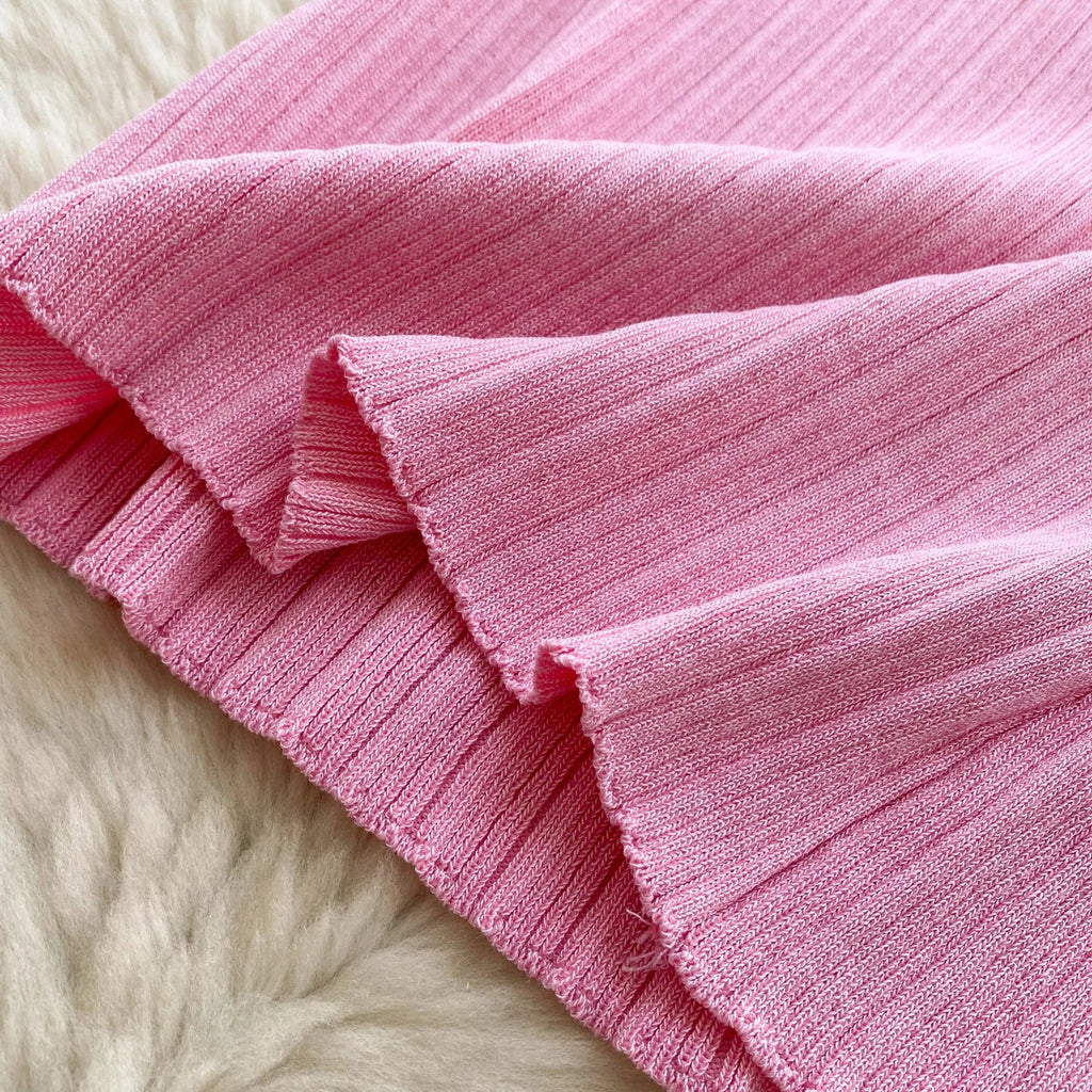 Ruffles Knit Wrap Dress For Women Summer Short Sleeve Casual