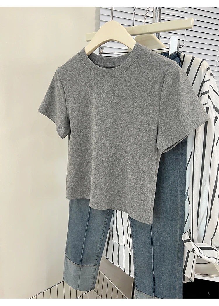 Oversized Cotton T-Shirt for Women, Short Sleeve Spring Tee with Trendy Print, Casual Y2K Style Top