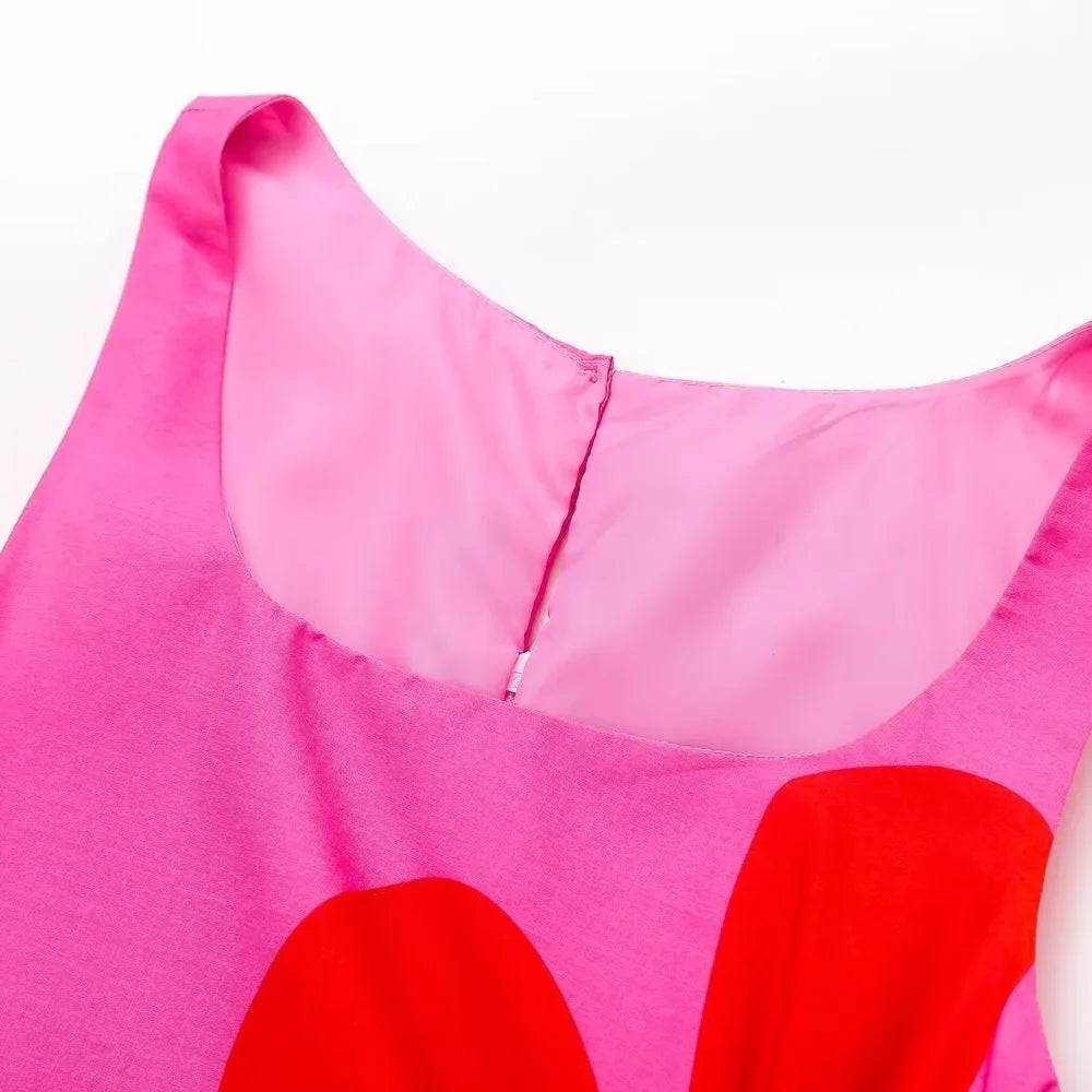 Women's Sleeveless Wrap Dress Printed Slim Fit Casual