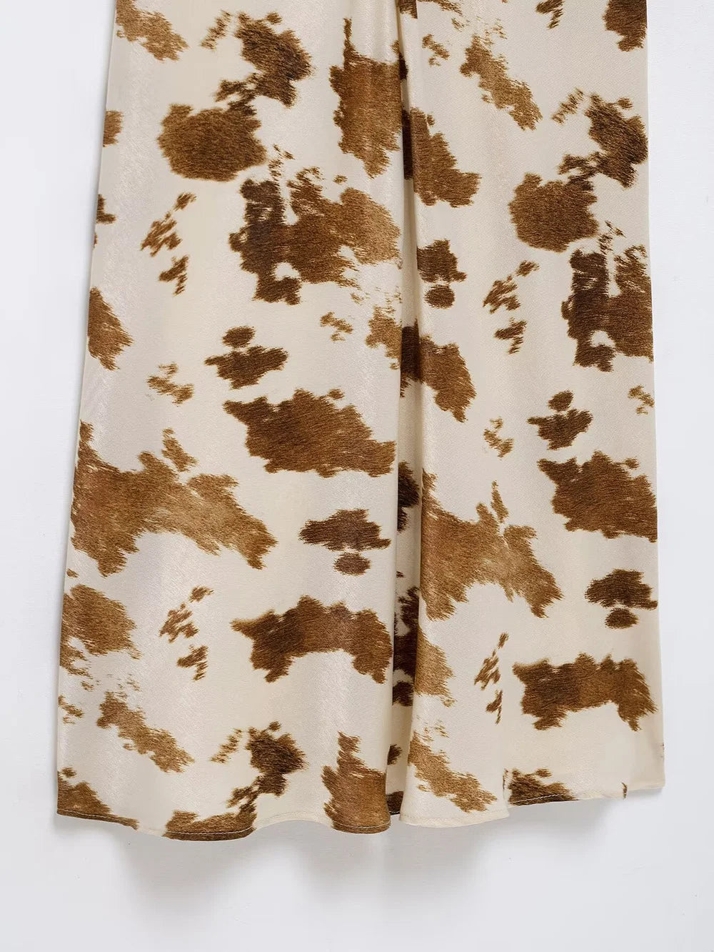 Satin V Neck Halter Dress With Mistletoe Print Elegant