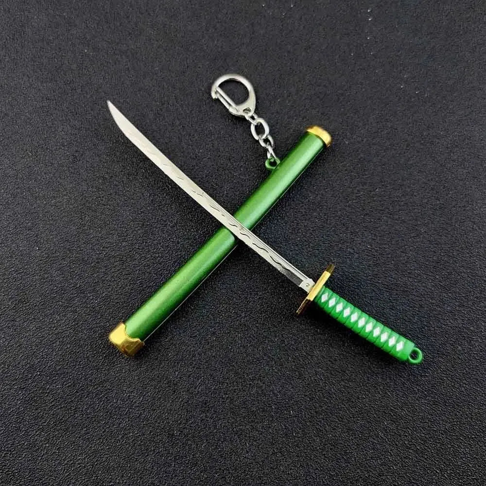 Mini Roronoa Zoro Samurai Sword Keychain Anime Katana Scabbard Ring for Men and Women Cosplay Jewelry Gift