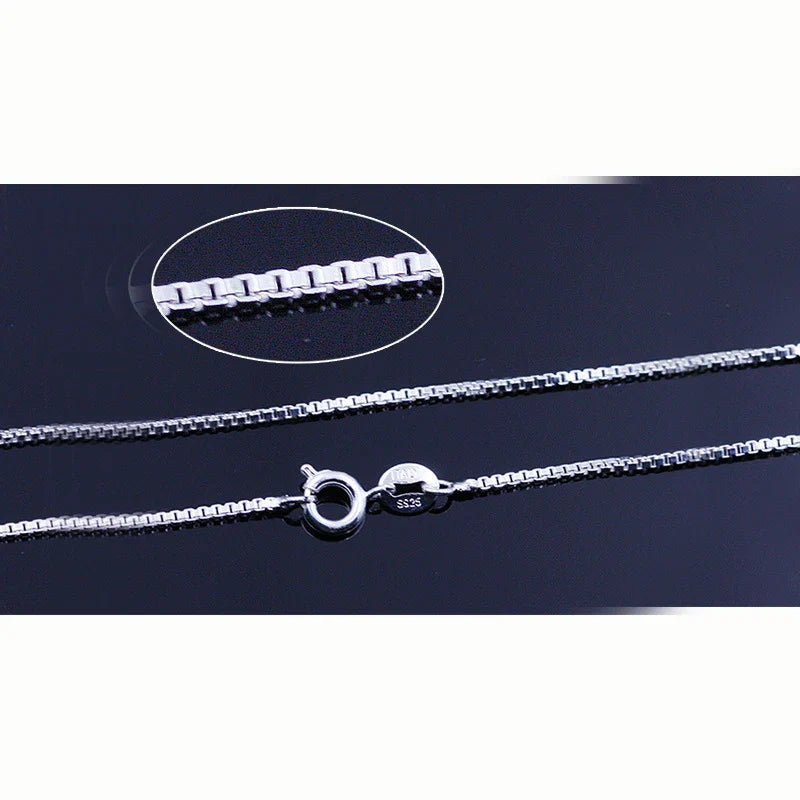 925 Sterling Silver Box Chain Necklace for Women and Children 40cm 0.8mm DIY Jewelry