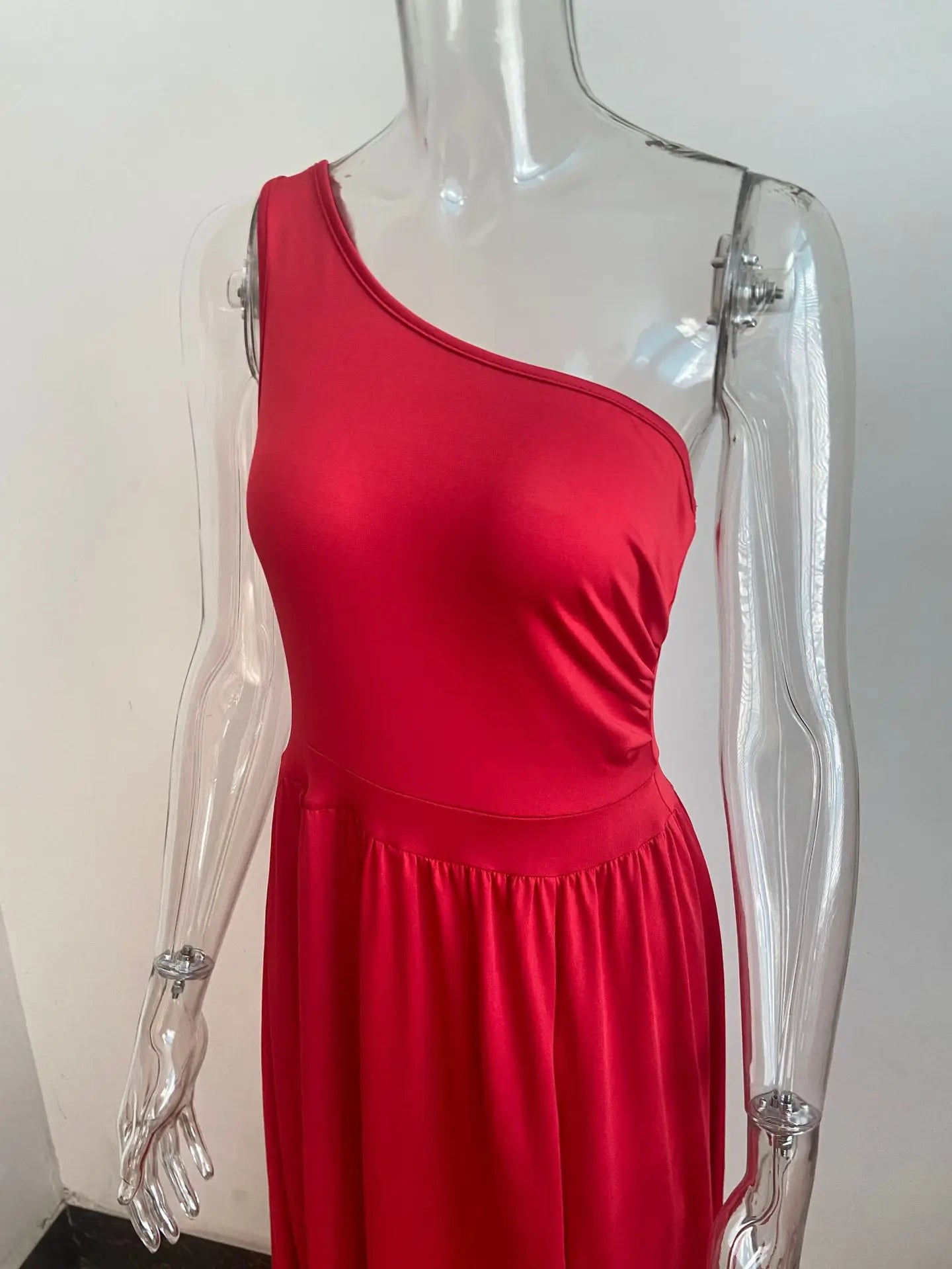 One Shoulder Slit Maxi Dress Elegant Evening Gown For Women