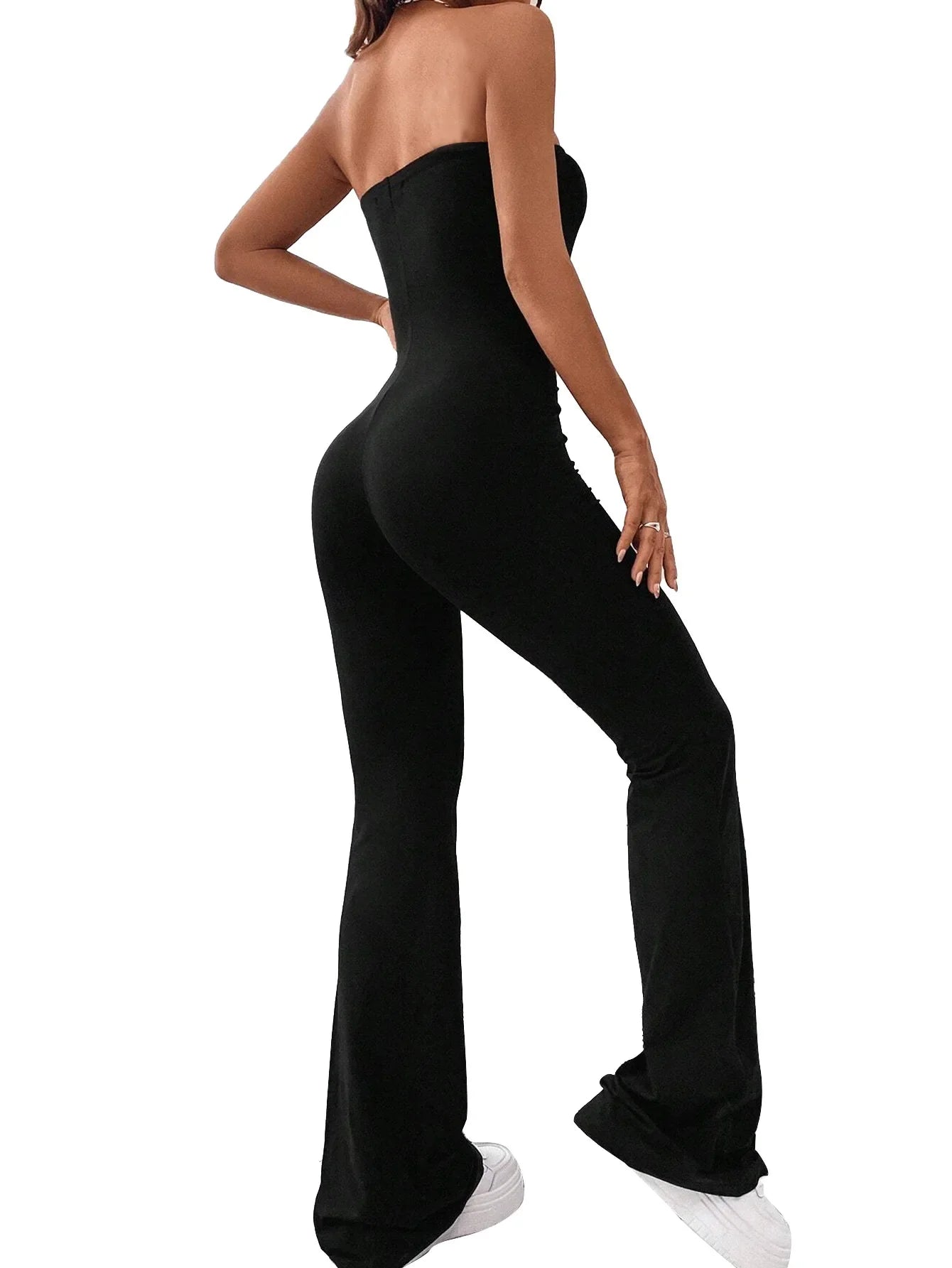 Women's Sexy Strapless Solid Color Tight Jumpsuit for Streetwear Family Gatherings Vacations and Leisure