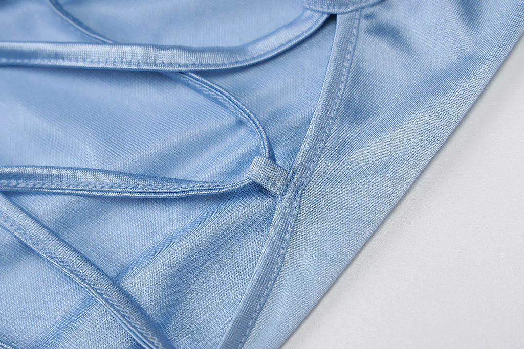 Backless Satin Mini Dress Lace Up Strap Bodycon Evening