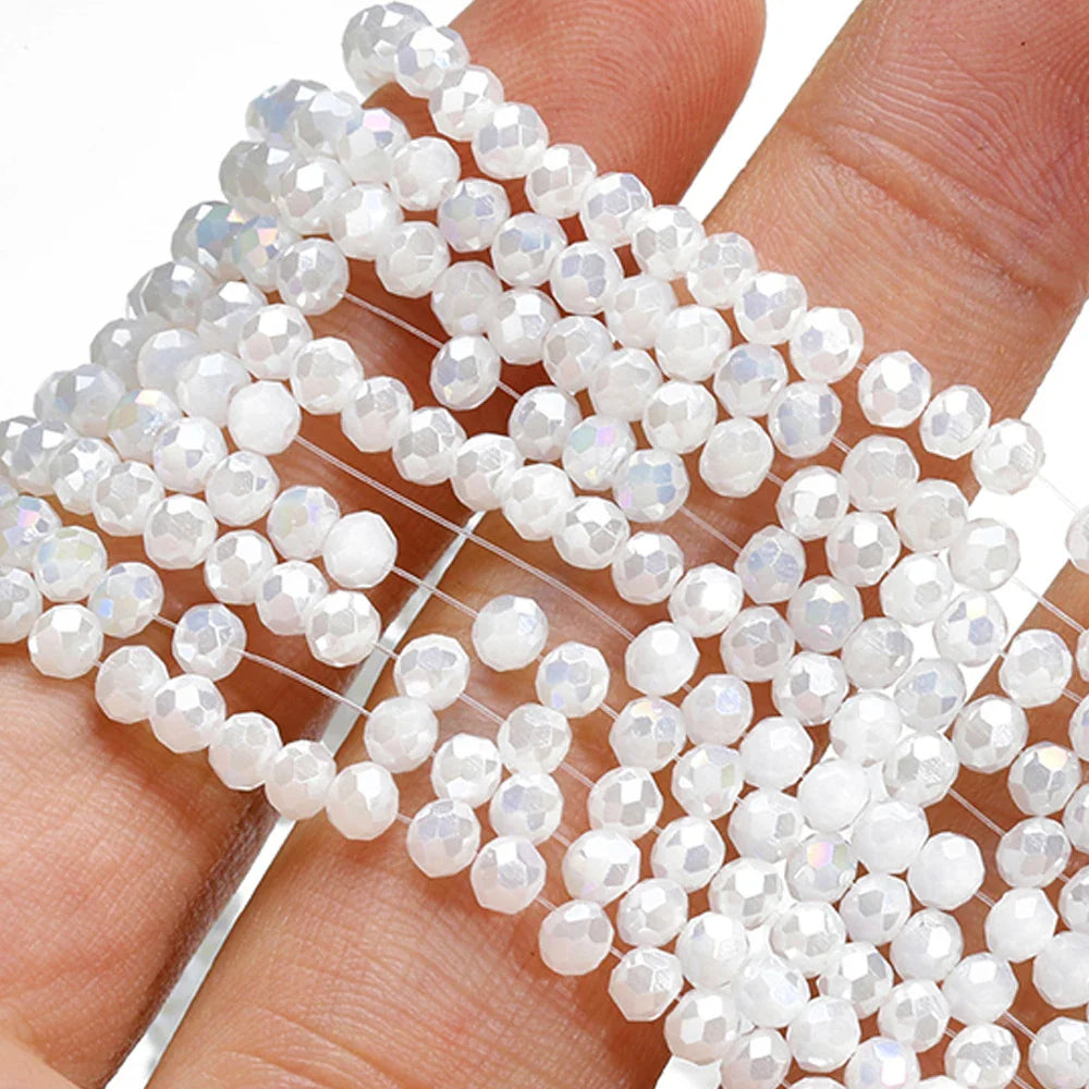 120 Pieces Crystal Glass Rondelle Beads Faceted Round Loose Spacer Beads for Jewelry Making