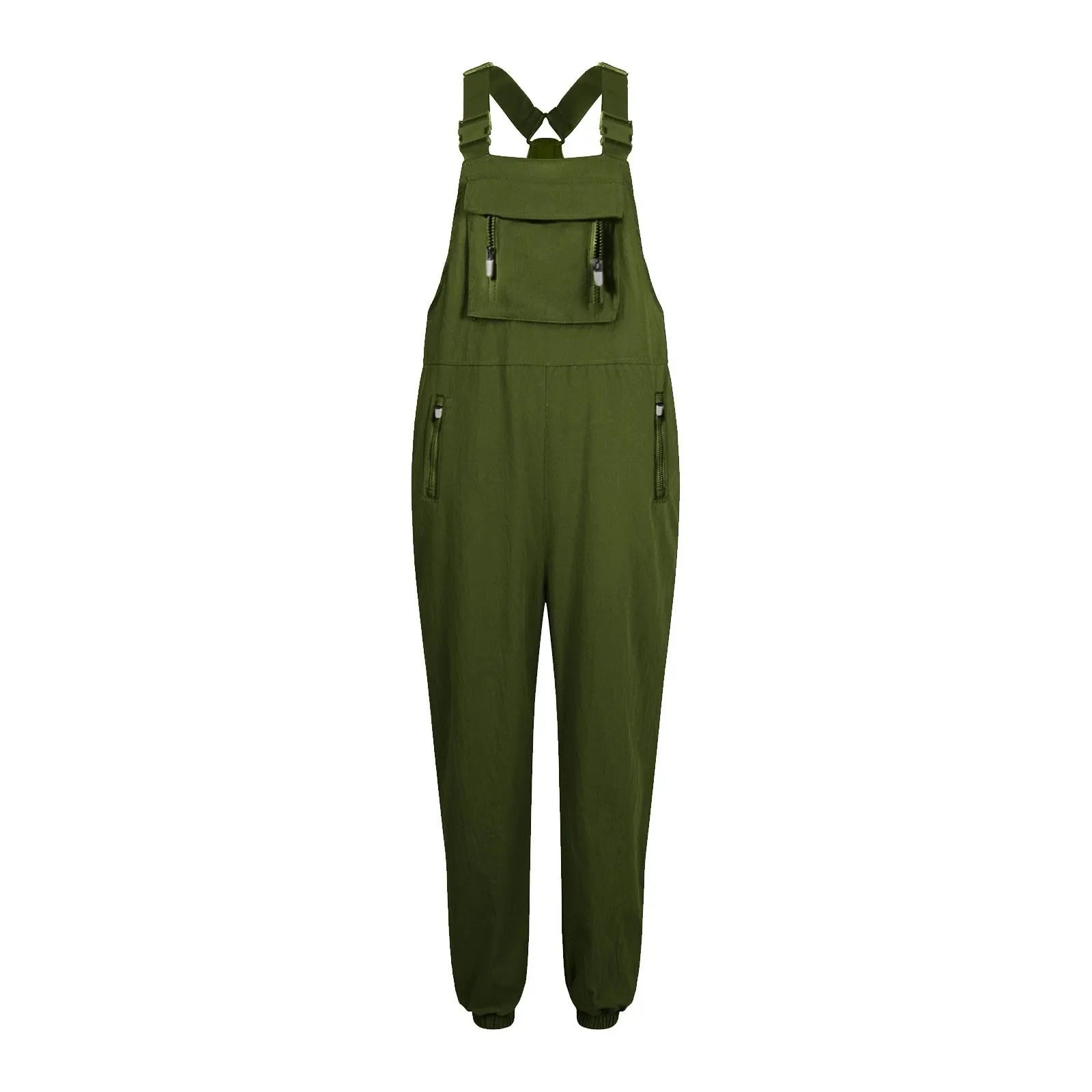 Women's Summer Casual Loose Wide Leg Jumpsuit with Adjustable Straps Pockets and Retro Button Detail Solid Color Sleeveless Overalls