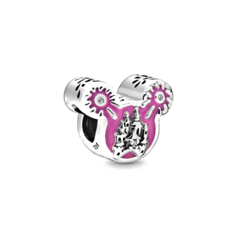 925 Sterling Silver Disney Minnie Mickey Charm Bead for Original Pendant Bracelet DIY Jewelry