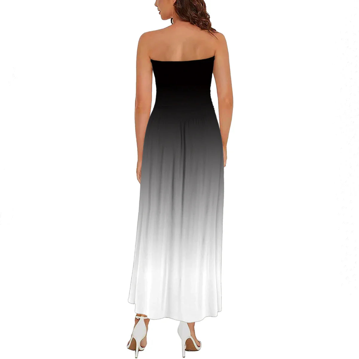 Strapless Maxi Dress With Pockets Off Shoulder Pleated
