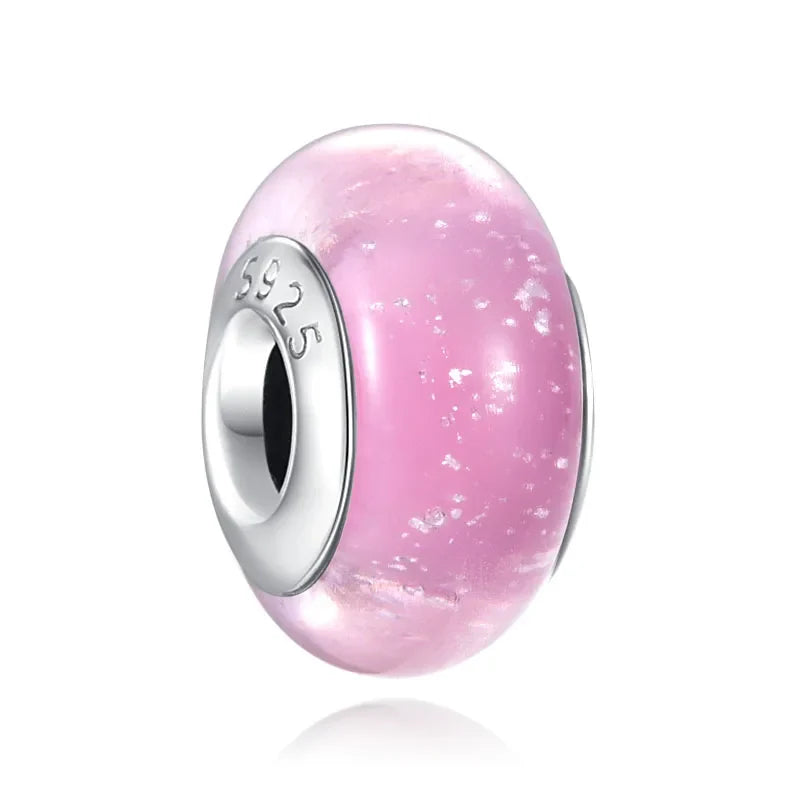 Pink Flower Caterpillar DIY 925 Sterling Silver Bead for Bracelet Bangle Jewelry Accessories