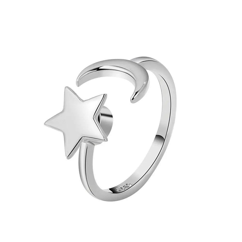 Anti Stress Fidget Rings for Women Stainless Steel Spinner Sunflower Star Ring Trendy Jewelry Gift