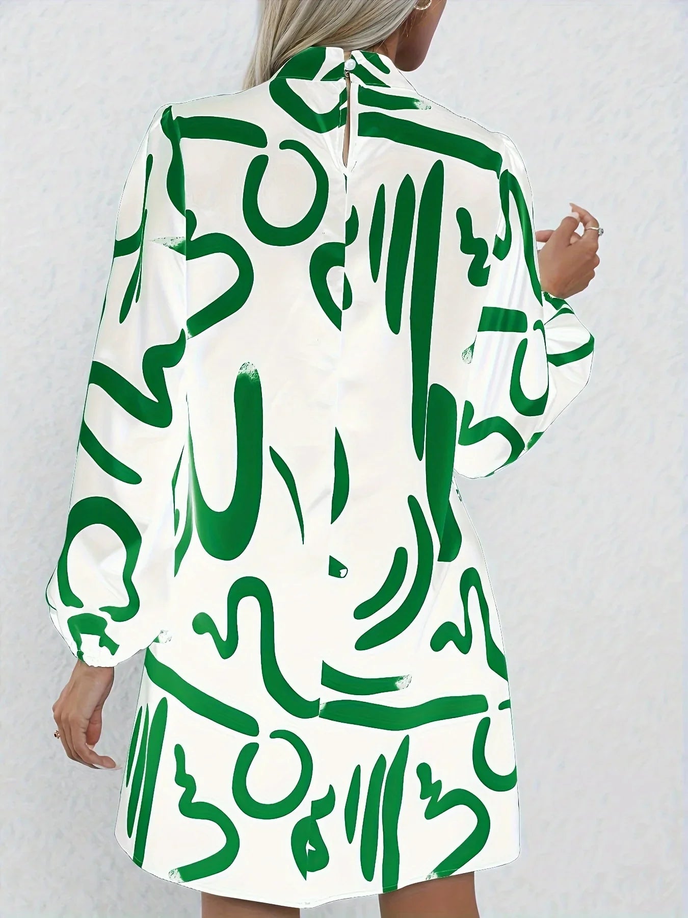 Boho Printed Lantern Sleeve Mini Dress For Casual Vacation