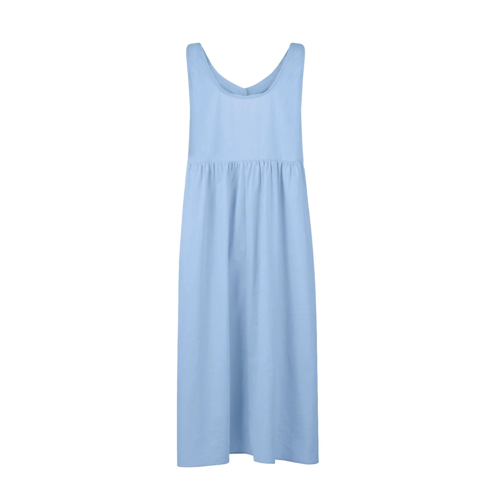 Boho Cotton Linen Sleeveless Dress For Women Summer Holiday