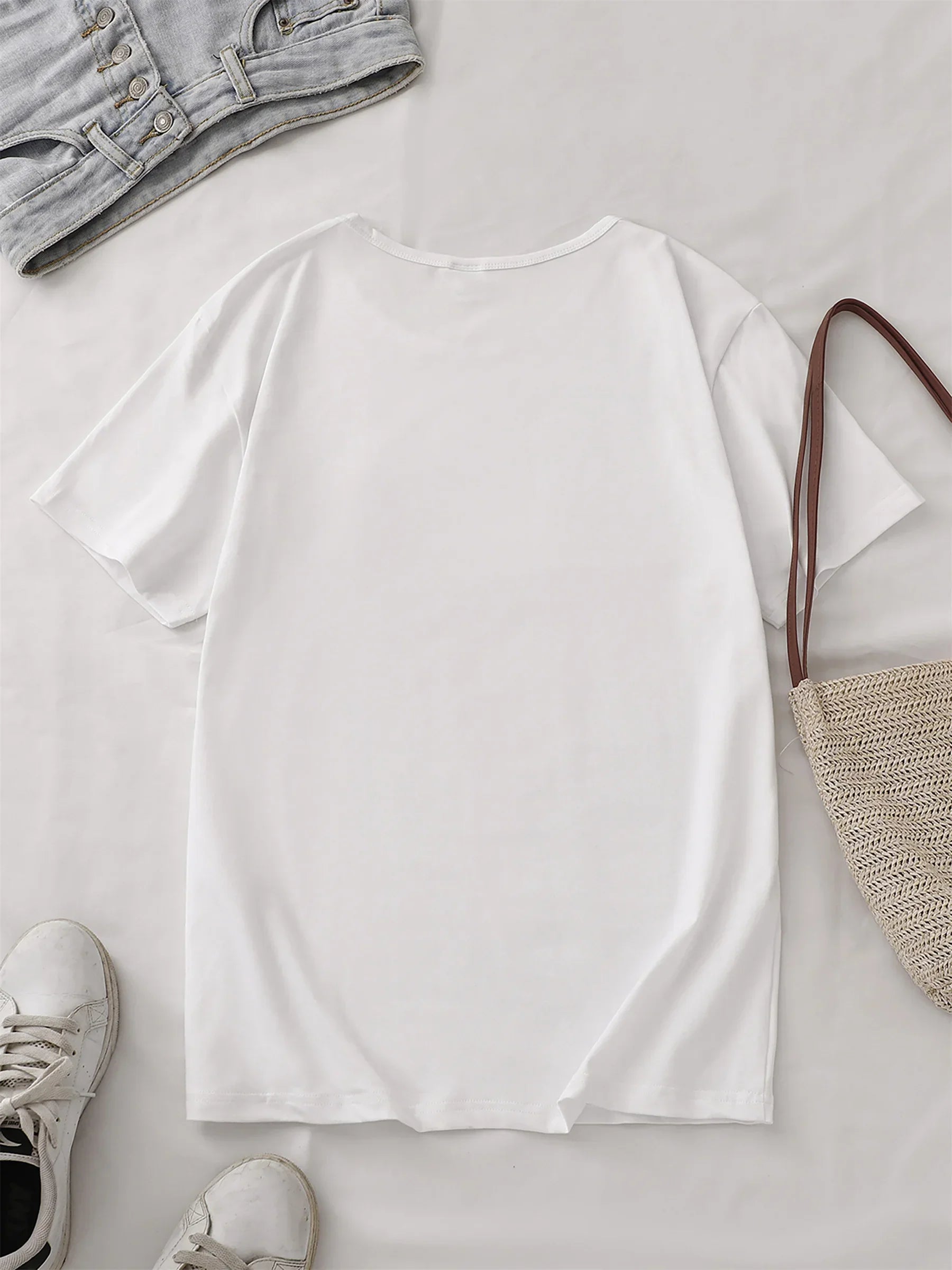 Women's Casual Cartoon Graphic Top Featuring Rugrats Characters in Comfortable Polyester Blend with Spandex