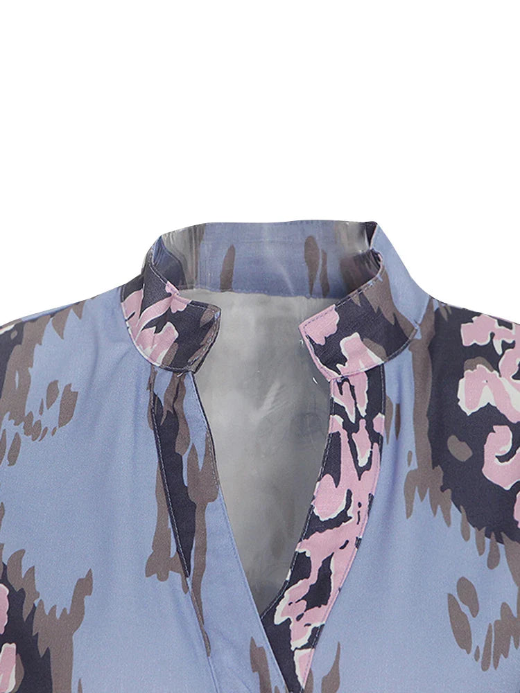 Printed Lantern Sleeve Dress For Women Summer Lightweight